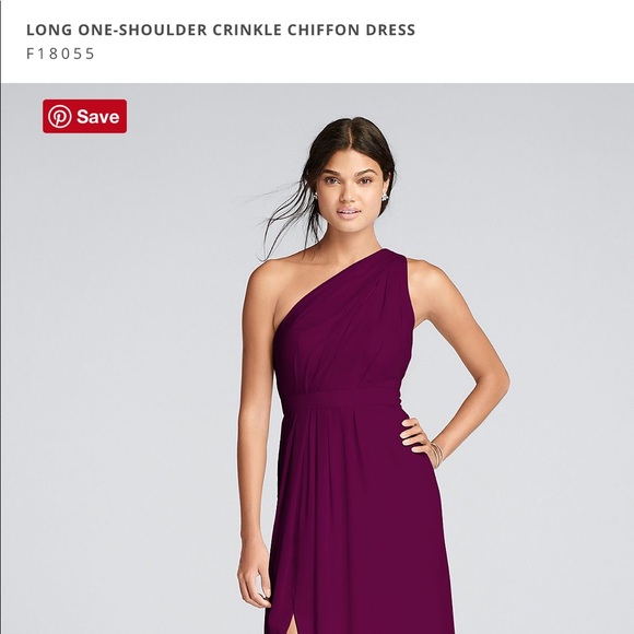 David's Bridal Dresses & Skirts - David’s Bridal Long One-Shoulder Dress Sangria